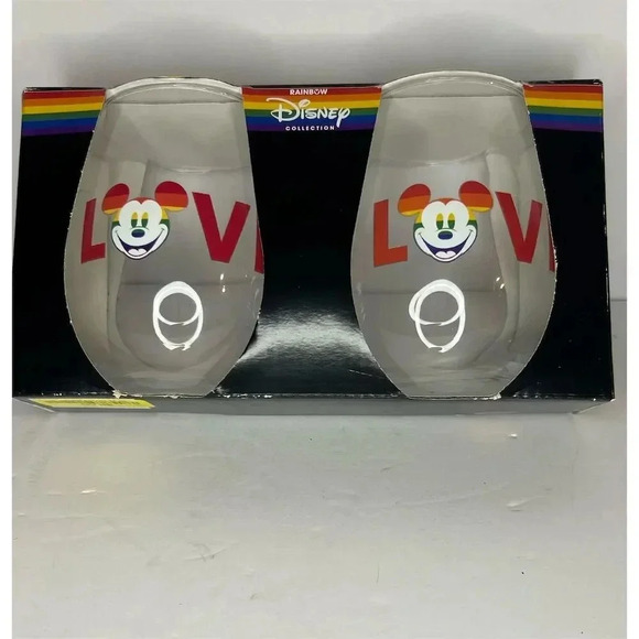 Disney Other - Disney Mickey Mouse Pride Wine Glass Set 20oz Multicolor (Set of 2)